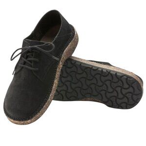 Birkenstock Gary Lace Up Oxford 43 Black Suede Flat Shoes Anatomical Minimalist